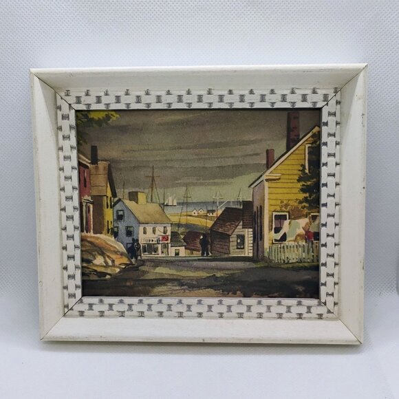 Vtg John Rogers Lithograph Print "Summer Street in Town Scene" Framed 6"x5" - Picture 2 of 8